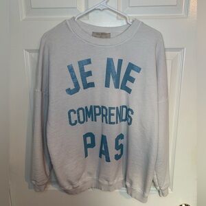 Zara Cream Sweatshirt with Blue Lettering